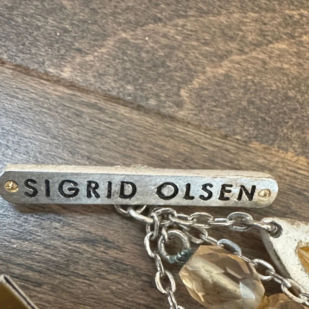 Sigrid Olsen Multi Strand Beaded Bracelet Bronze Yellow Silver Tone Toggle